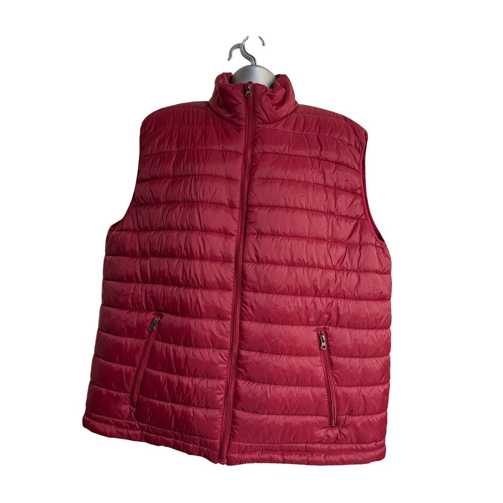 Nuvano Mens Red Puffer Vest Quilted Full Zip‎ Sleeveless Jacket Size 3x